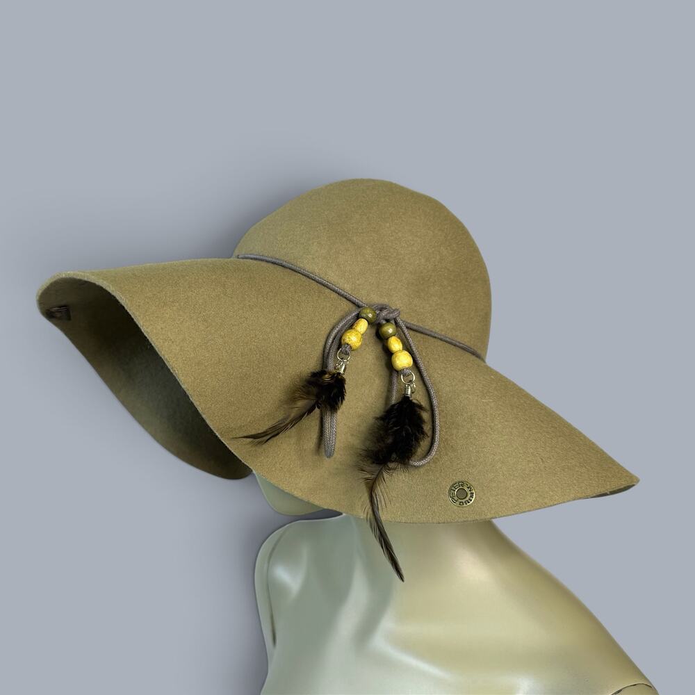 Peter Grimm True Character Womens Wide Brim Hat Wool Felt One Size Gray Green